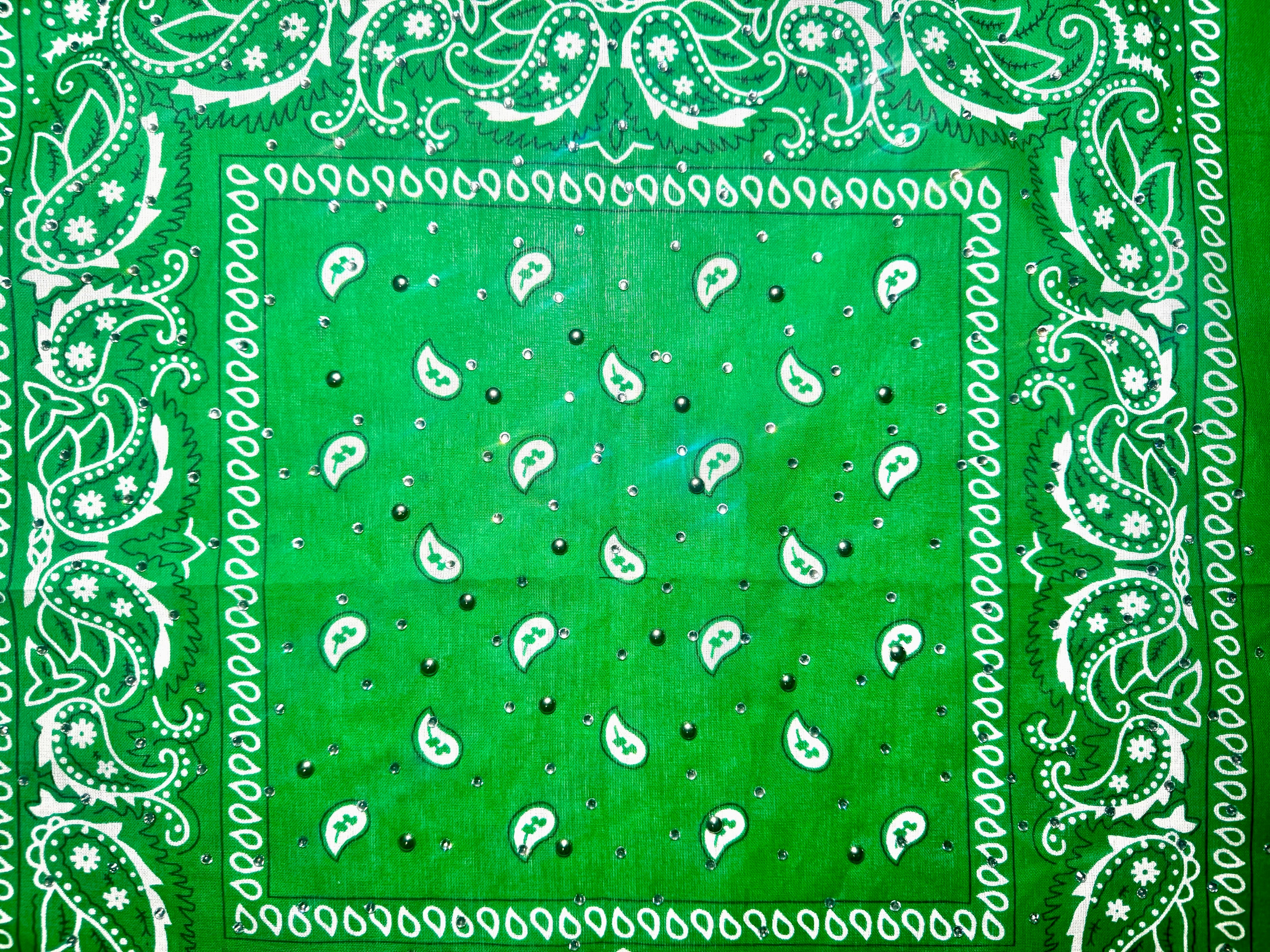 Green Bedazzled Bandana