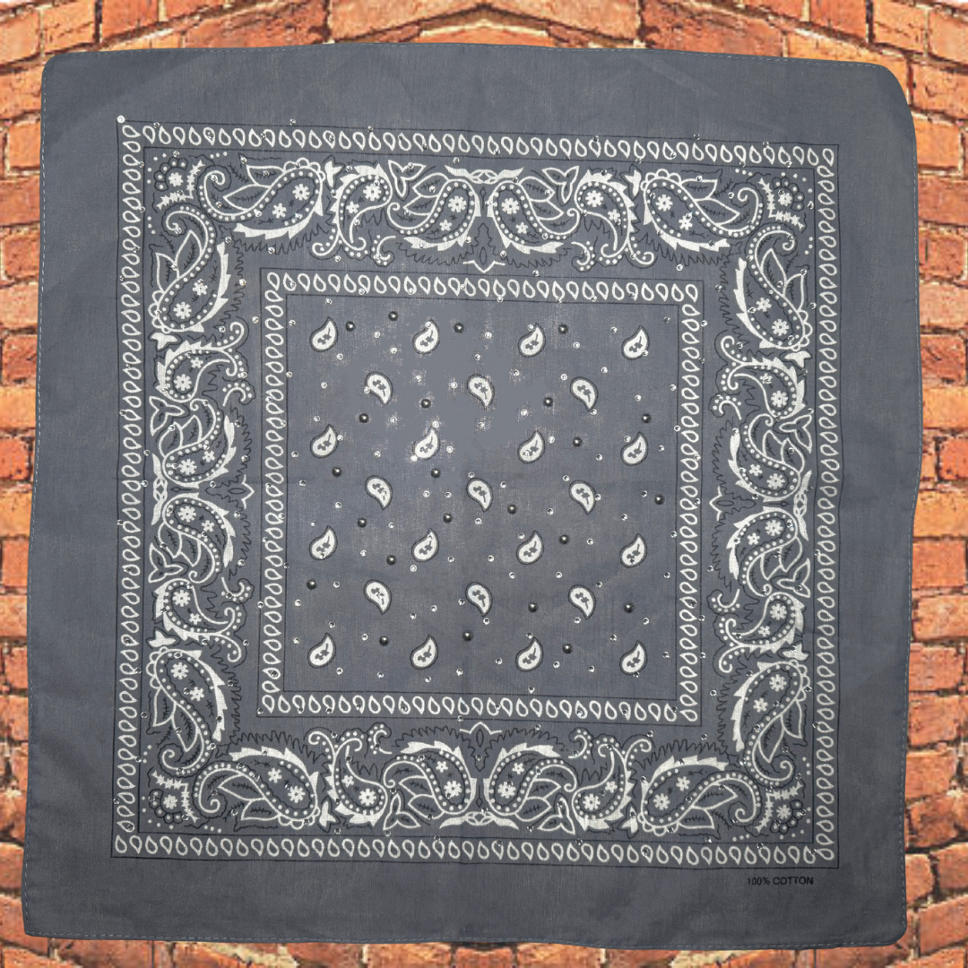 Grey Bedazzled Bandana