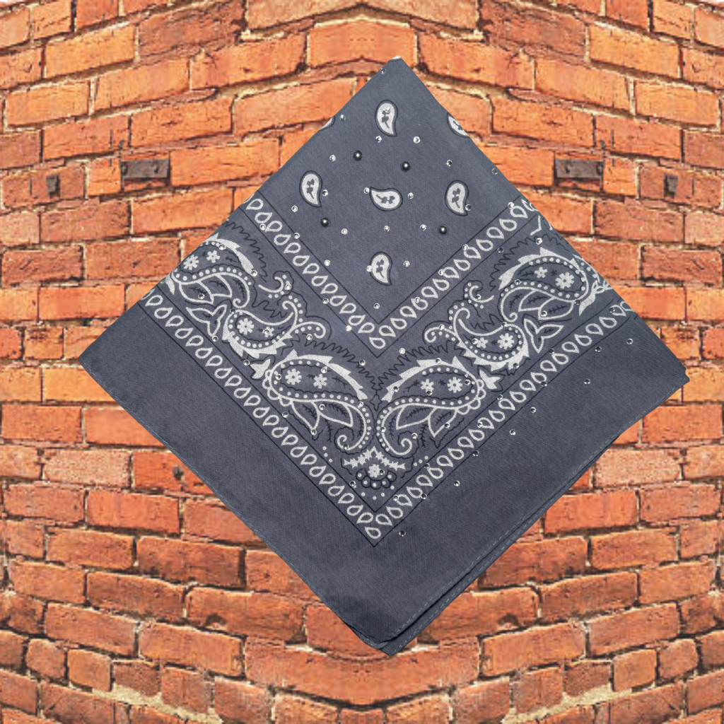 Grey Bedazzled Bandana