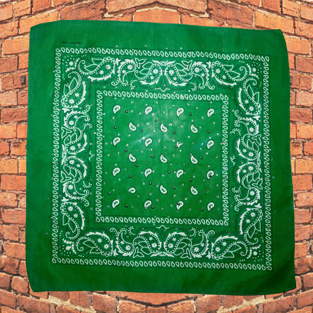 Green Bedazzled Bandana
