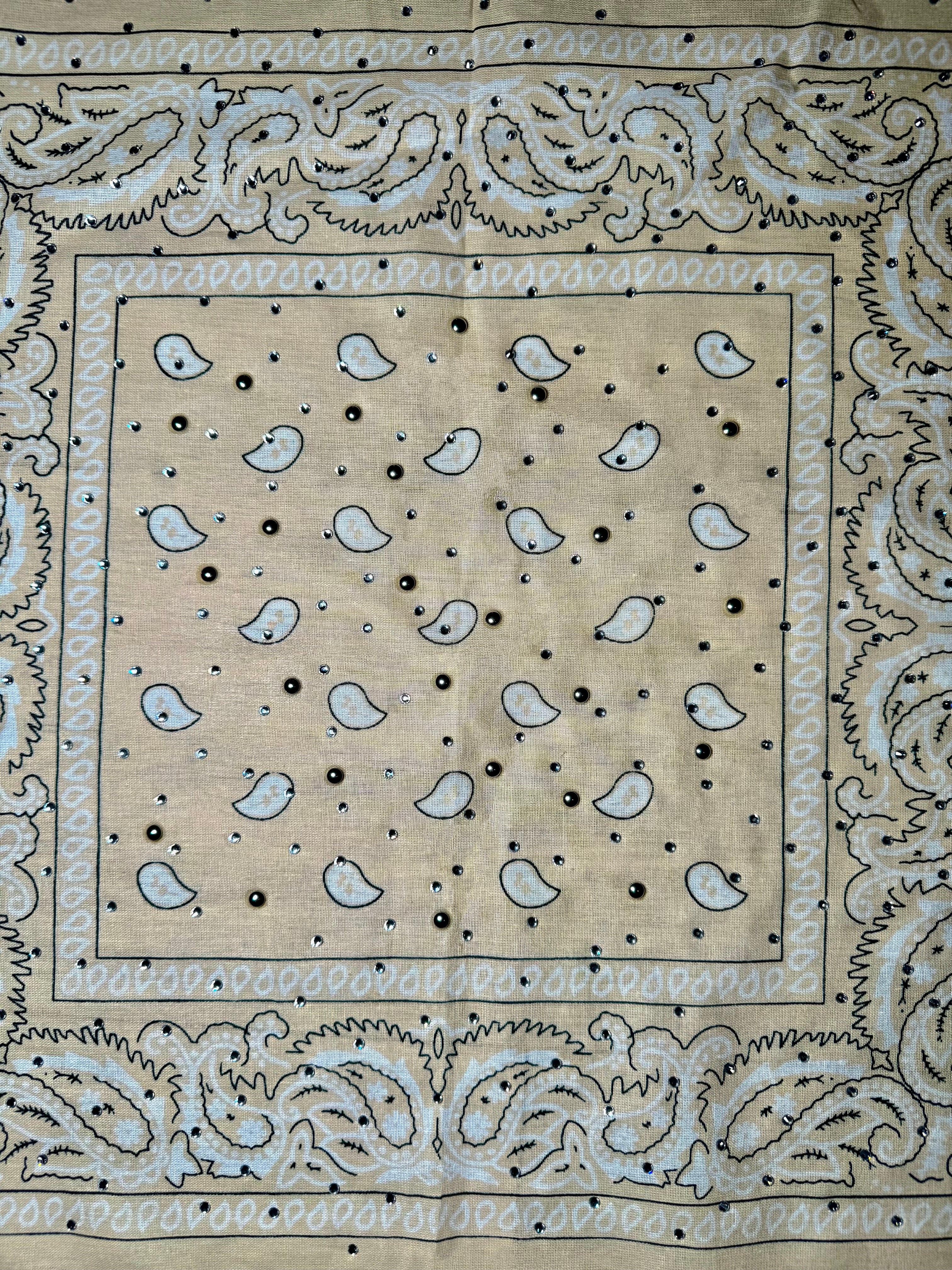 Beige Bedazzled Bandana