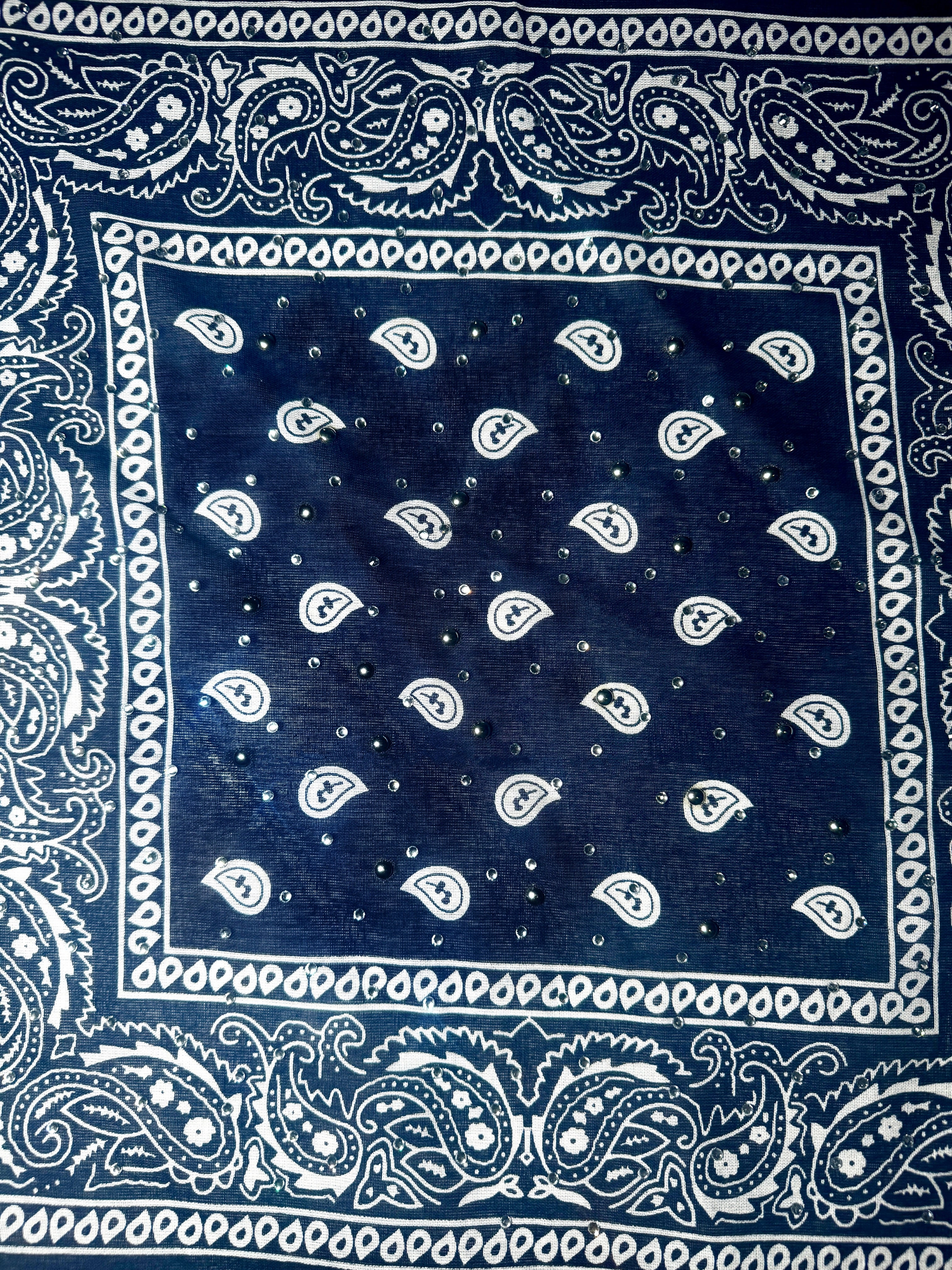 Navy Blue Bedazzled Bandana