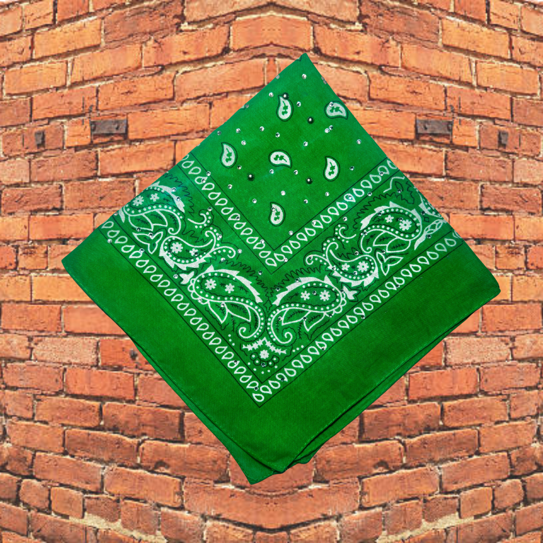 Green Bedazzled Bandana