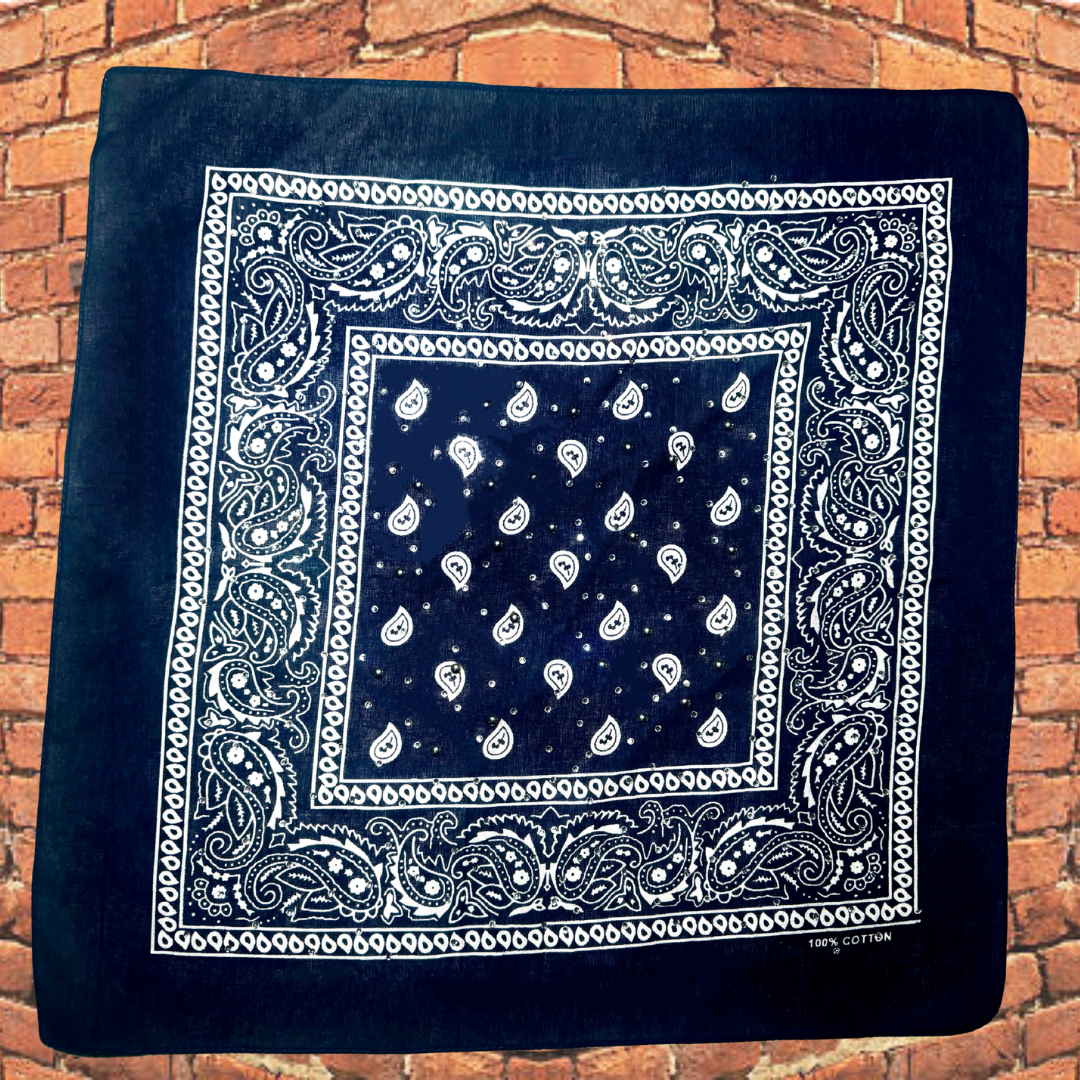 Navy Blue Bedazzled Bandana